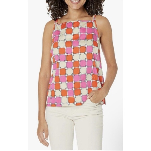 Trina Turk Tops - Trina Turk Pink and Orange Geometric Tank Top